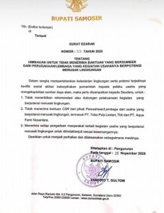 Pemkab Samosir Tegas Tolak CSR dari  PT TPL dan Aqua Farm Nusantara