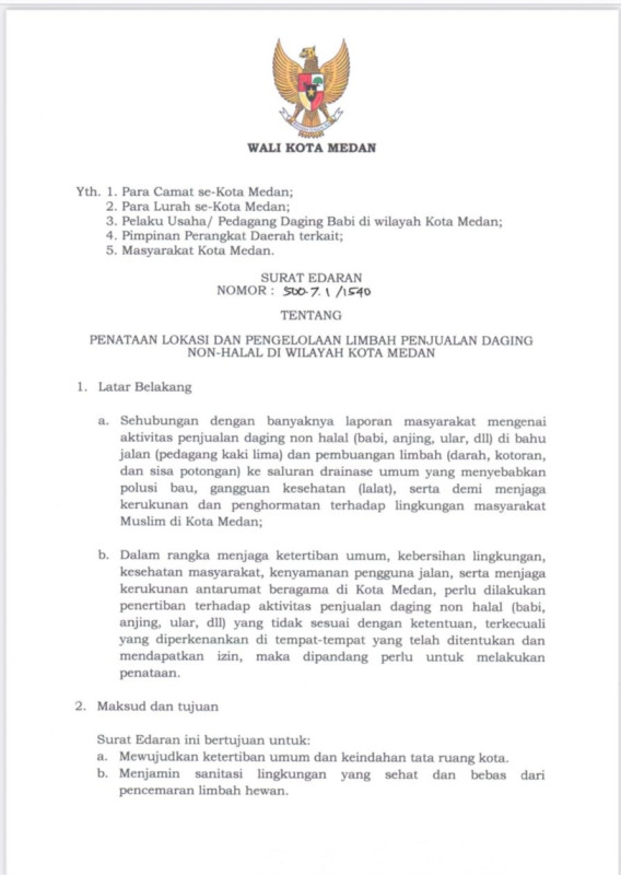Rico Waas Keluarkan SE Soal Penjualan Daging Non Halal
